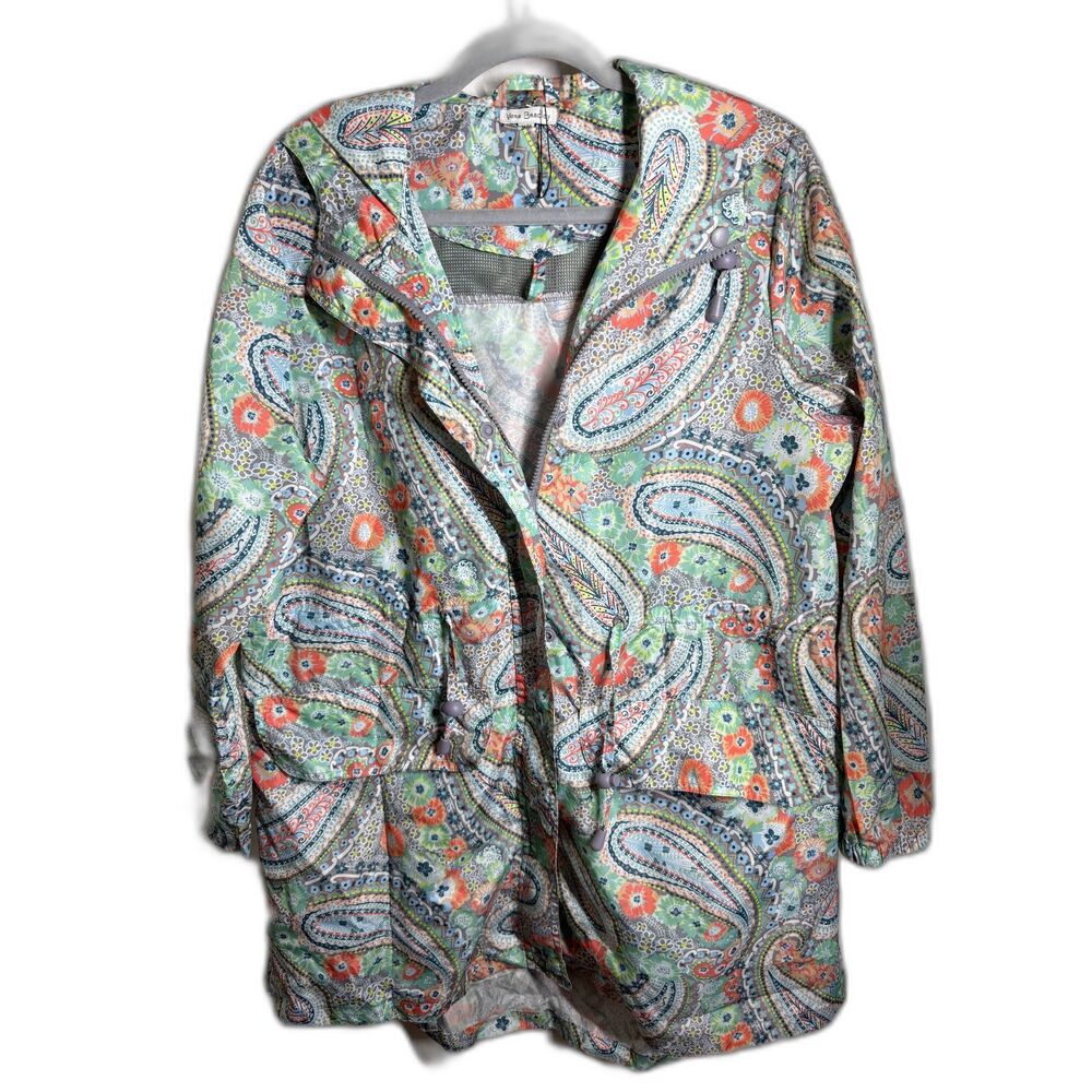 Vera Bradley Citrus Paisley Packable Hooded Raincoat Floral Travel Jacket